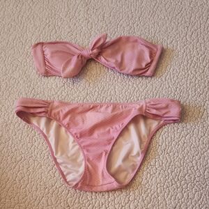 Victoria's Secret Ditzy Baby Pink Polka Dot Benadeau Bikini Top Ruched Bottoms